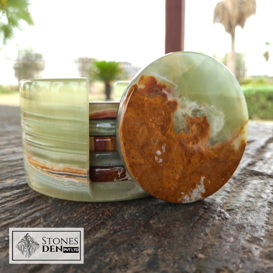 multi brown onyx tea coaster